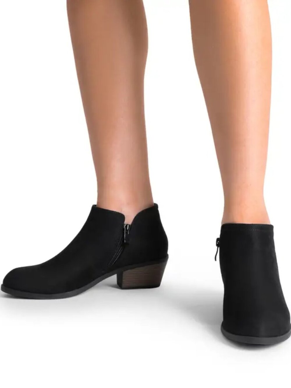 NEW Black Ankle Boots Low Chunky Heel Comfortable Short Fall Booties Size 8.5